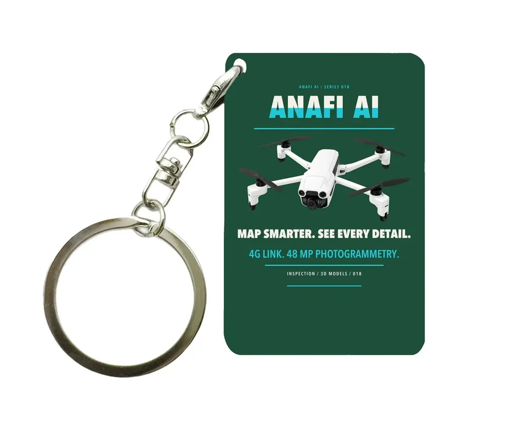Parrot ANAFI Ai Key Chain design on dark green key chain