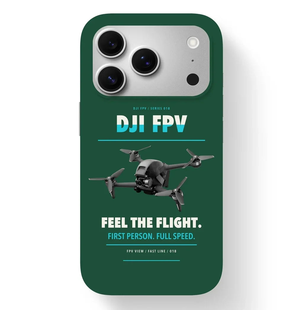DJI FPV Case design on dark green iphone case