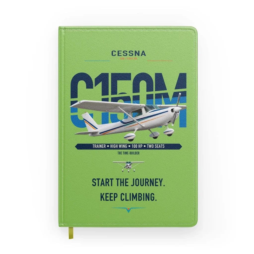Cessna 150M design on light green notebook