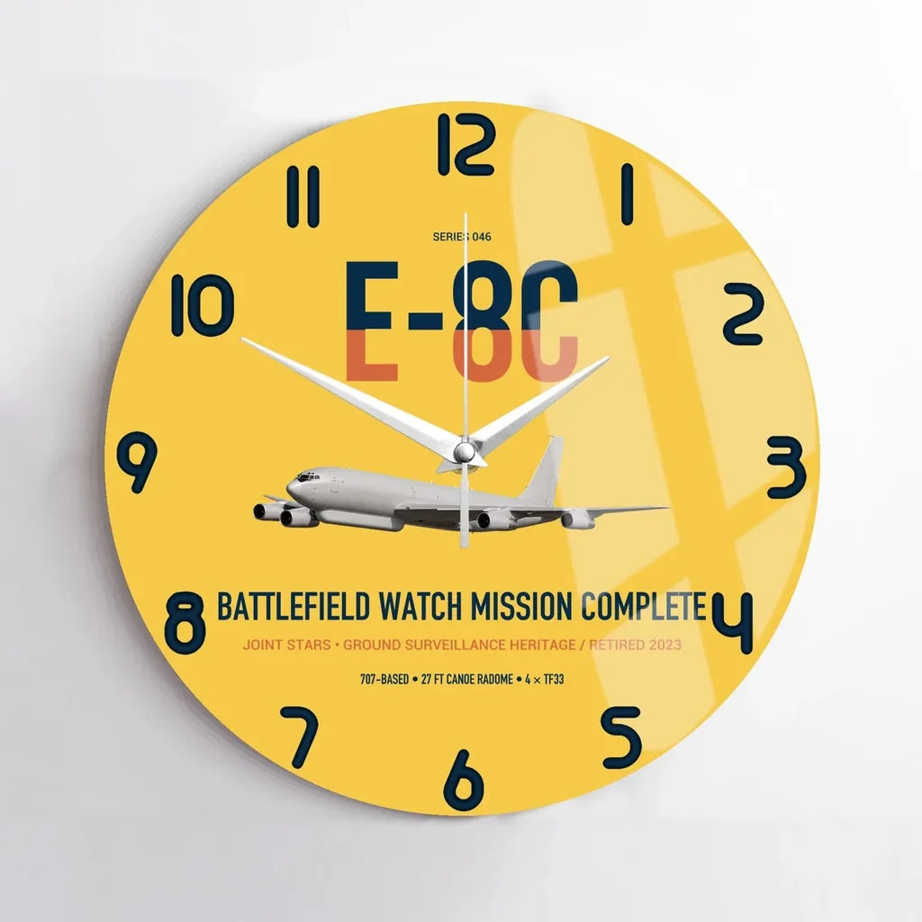 E-8C Joint STARS design on yellow no frame wall clock