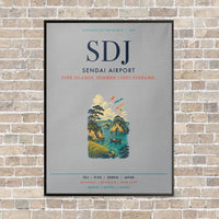 Thumbnail for Sendai Airport SDJ vertical canvas print - framed - light gray background