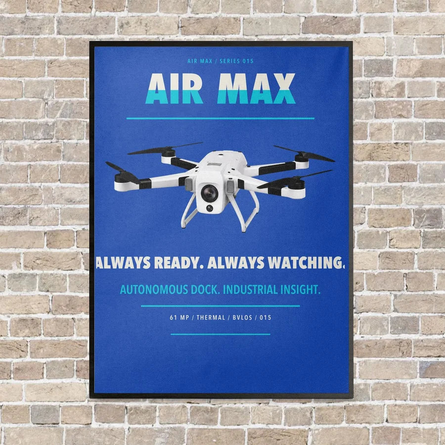 Percepto Air Max vertical canvas print - framed - blue background