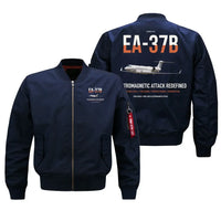 Thumbnail for EA-37B Compass Call design on blue bomber jacket, double-side print