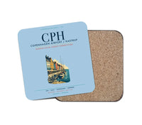Thumbnail for Copenhagen Airport Kastrup (CPH) design on light blue 1 piece coaster