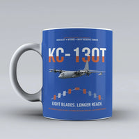 Thumbnail for KC-130T NP2000 design on blue ceramic mug, double-side print