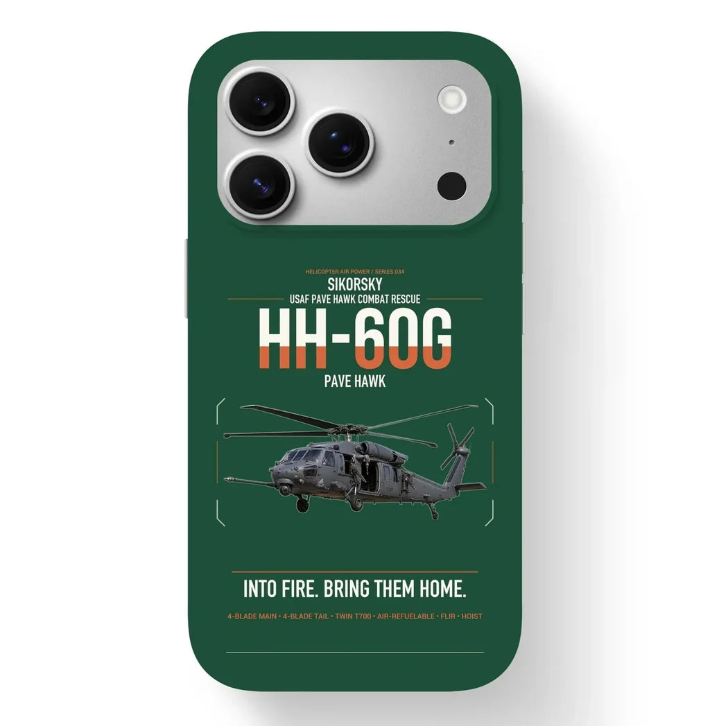 Sikorsky HH-60G Pave Hawk design on dark green magsafe iphone case, for iPhone 17 Pro