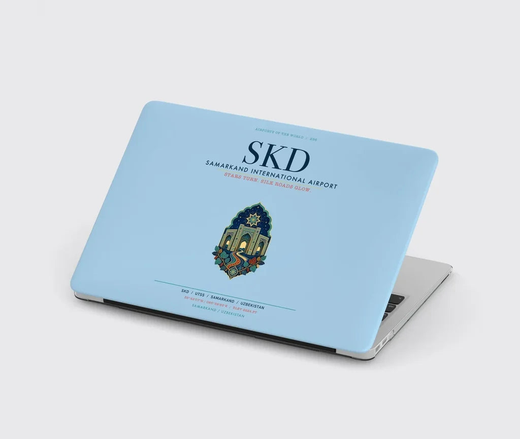 Samarkand International Airport (SKD) design on light blue MacBook case