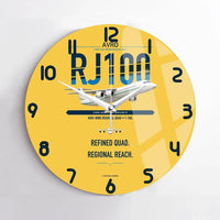 Thumbnail for Avro RJ100 design on yellow no frame wall clock