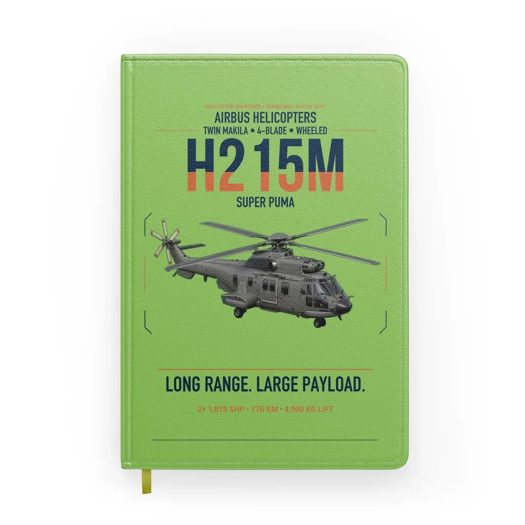 Airbus H215M design on light green notebook