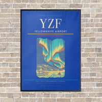 Thumbnail for Yellowknife Airport YZF vertical canvas print - framed - blue background