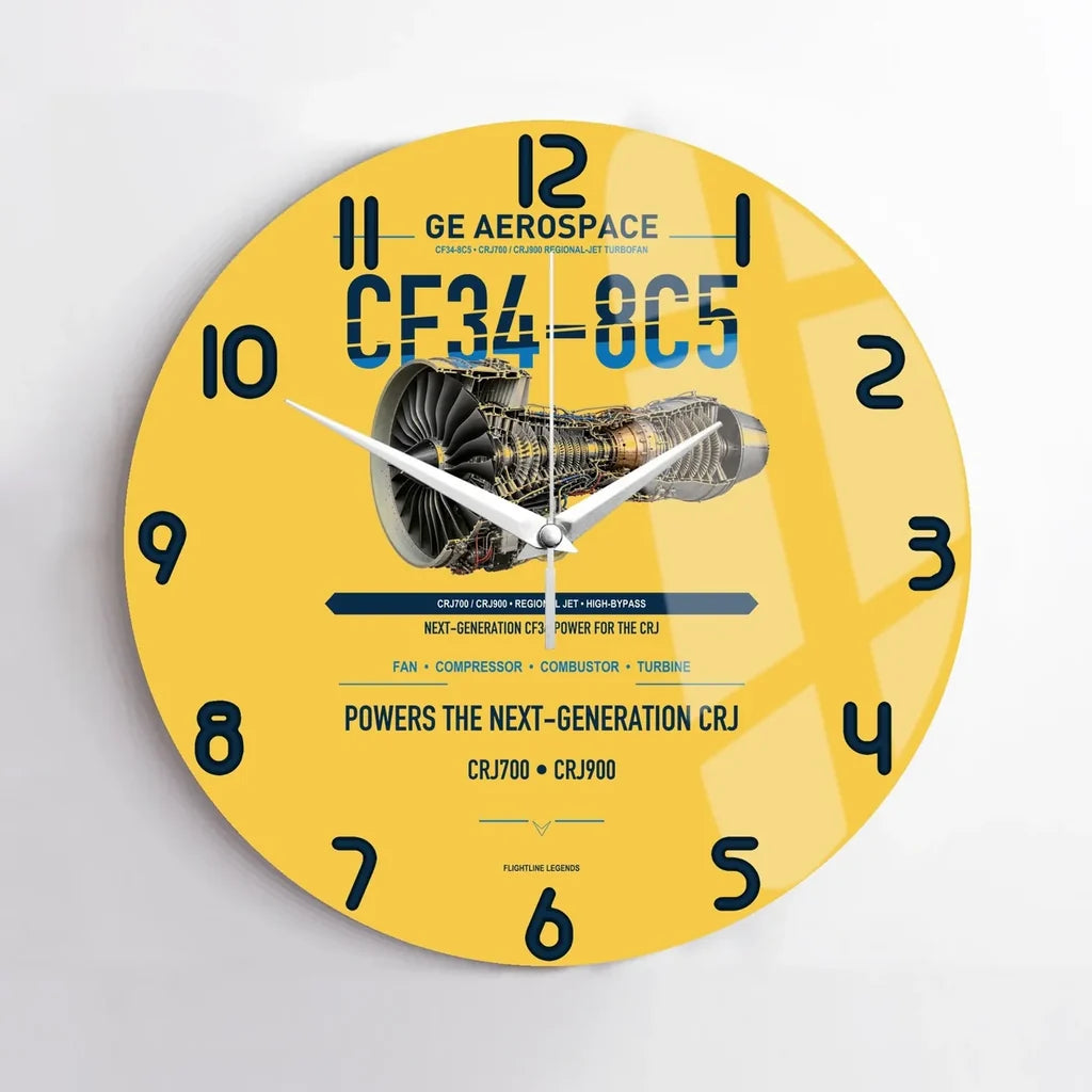 CF34-8C5 design on yellow no frame wall clock