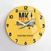 Thumbnail for Fairey Swordfish Mk I design on yellow no frame wall clock