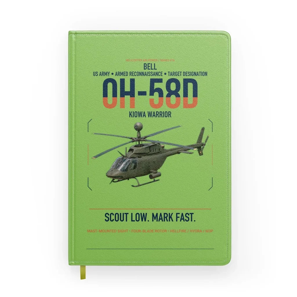 Bell OH-58D Kiowa Warrior design on light green notebook