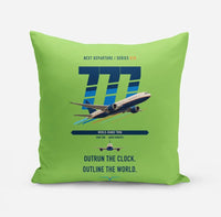 Thumbnail for Boeing 777-200LR design on light green pillow