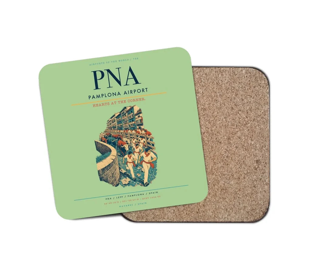 Pamplona Airport (PNA) design on light green 1 piece coaster