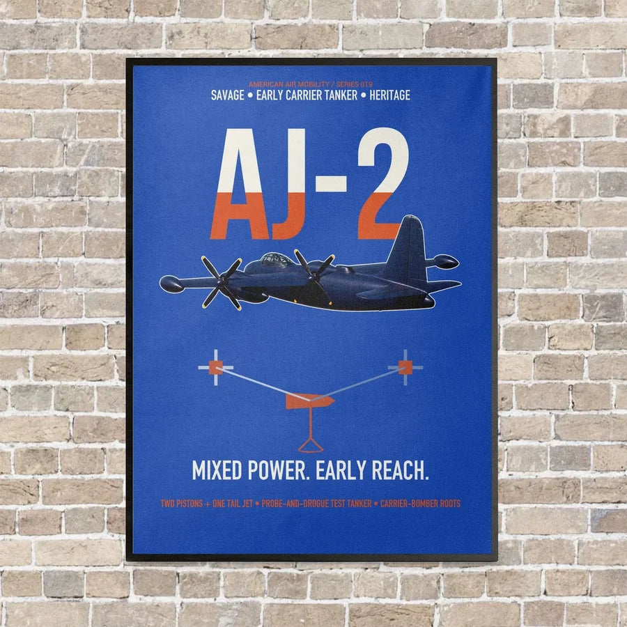 AJ-2 Savage Tanker vertical canvas print - framed - blue background