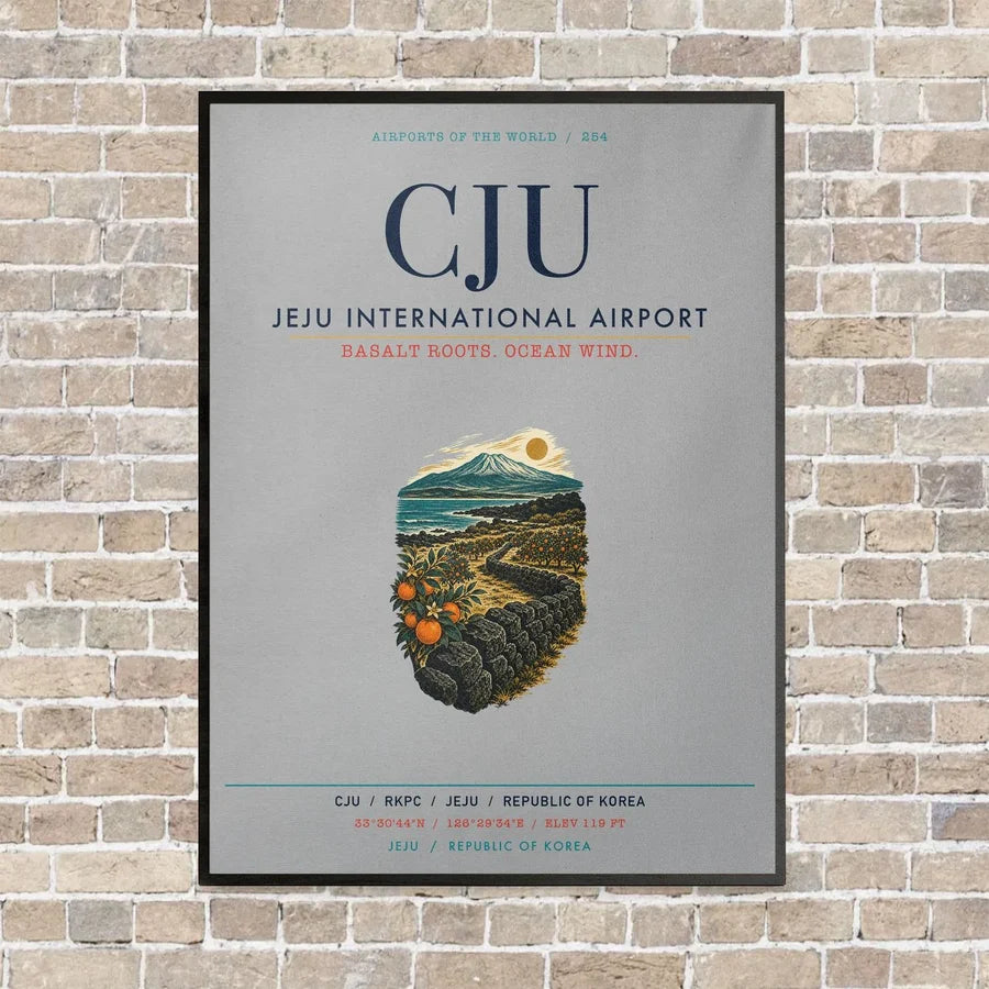 Jeju International Airport CJU vertical canvas print - framed - light gray background