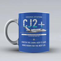 Thumbnail for Cessna Citation CJ2+ design on blue ceramic mug, double-side print