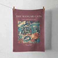Thumbnail for VINTAGE G4137 - The Hangar Cats - Designed Towels design on darkred