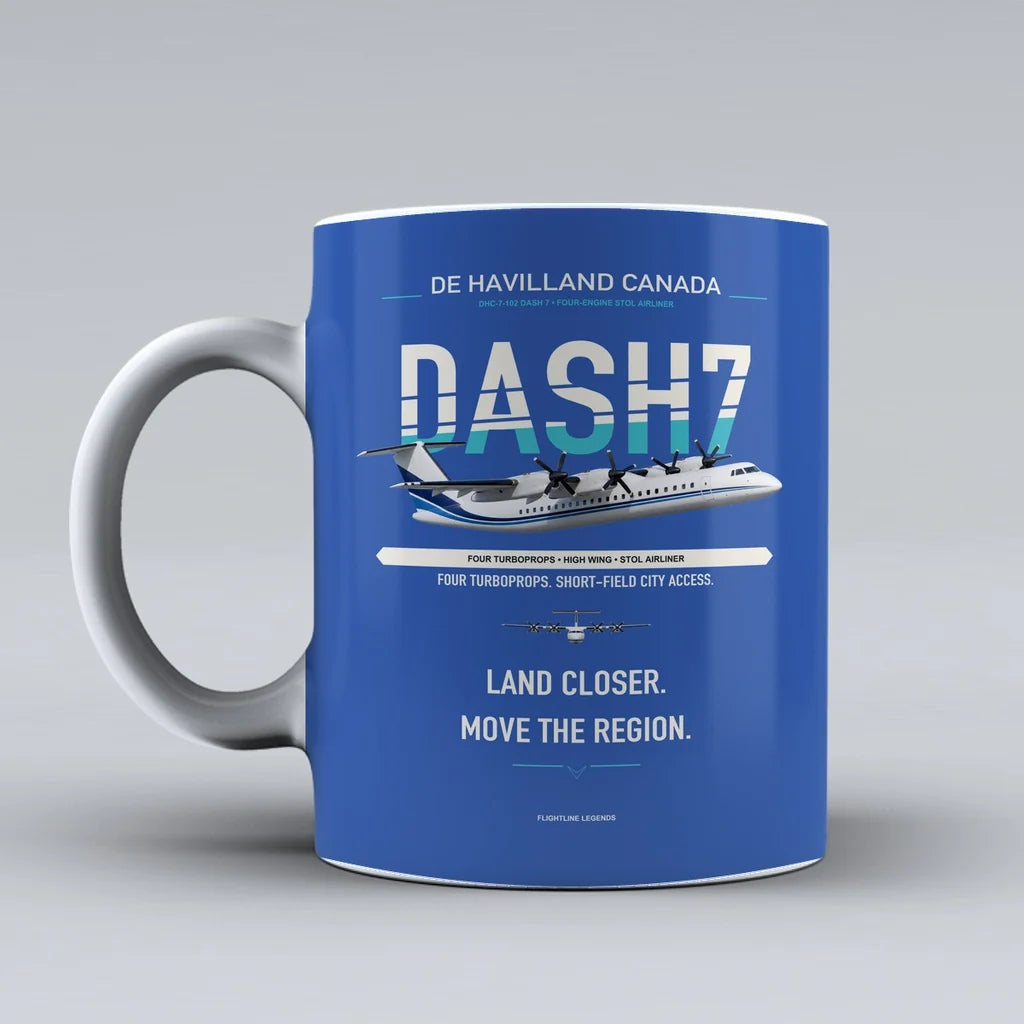 Havilland Canada DHC-7-102 Dash 7 Mug design on blue de