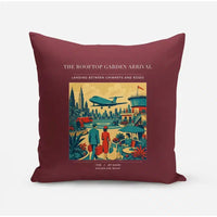 Thumbnail for VINTAGE G4371 - The Rooftop Garden Arrival - Designed Pillows design on darkred