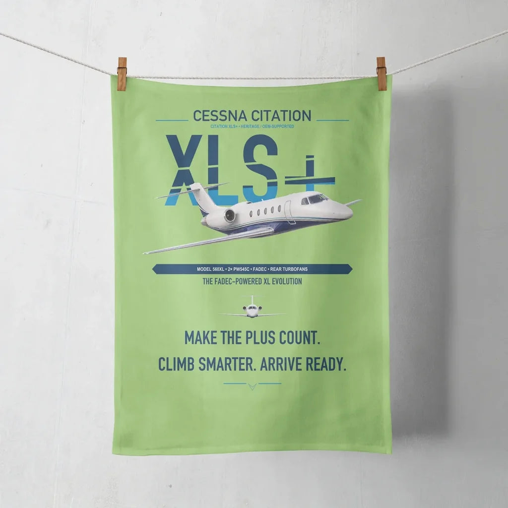 Cessna Citation XLSPlus design on light green towel