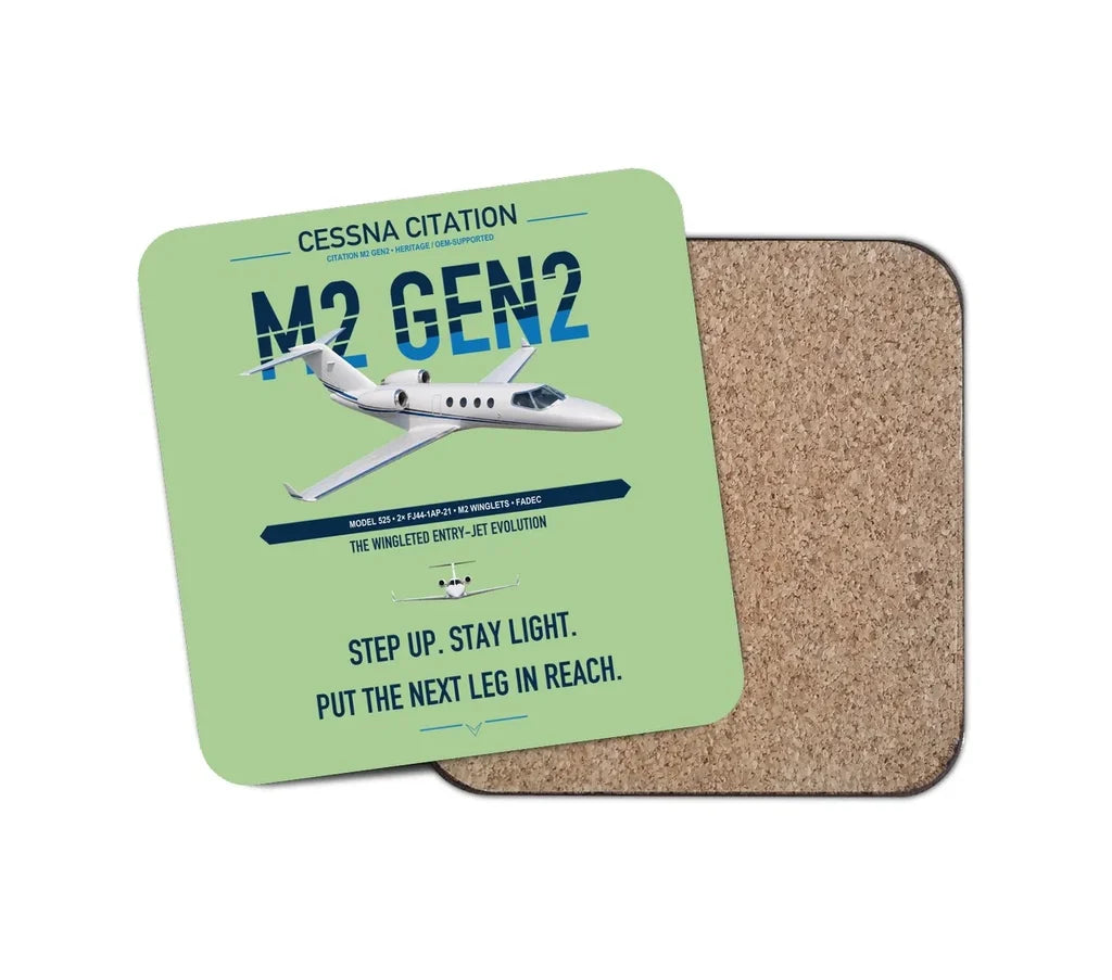 Cessna Citation M2 Gen2 design on light green 1 piece coaster