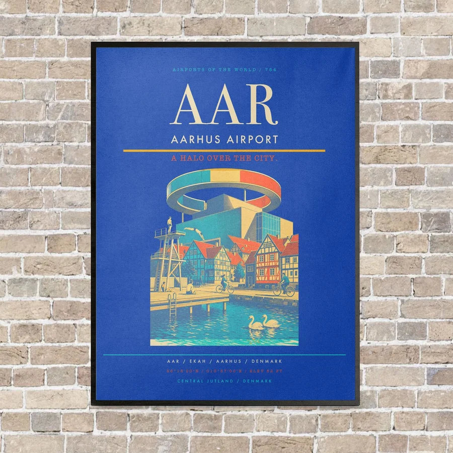 Aarhus Airport AAR - Canvas Framed - Blue