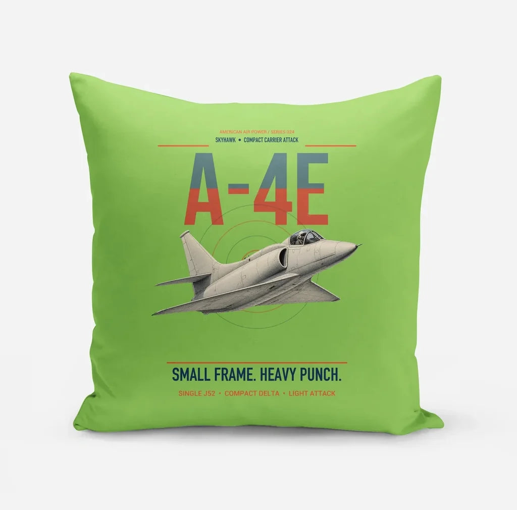 A-4E Skyhawk design on light green pillow