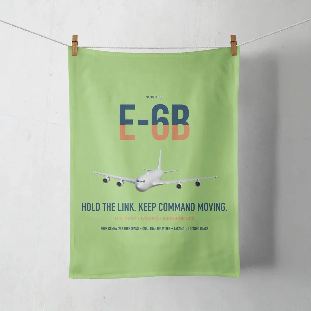 E-6B Mercury design on light green towel