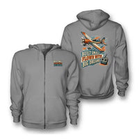 Thumbnail for SIGNAL 567 - Built Small Flown With Big Dreams - Zipped Hoodie design on gray zipped hoodie