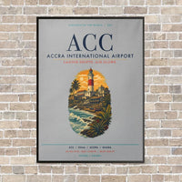Thumbnail for Accra International Airport ACC vertical canvas print - framed - light gray background
