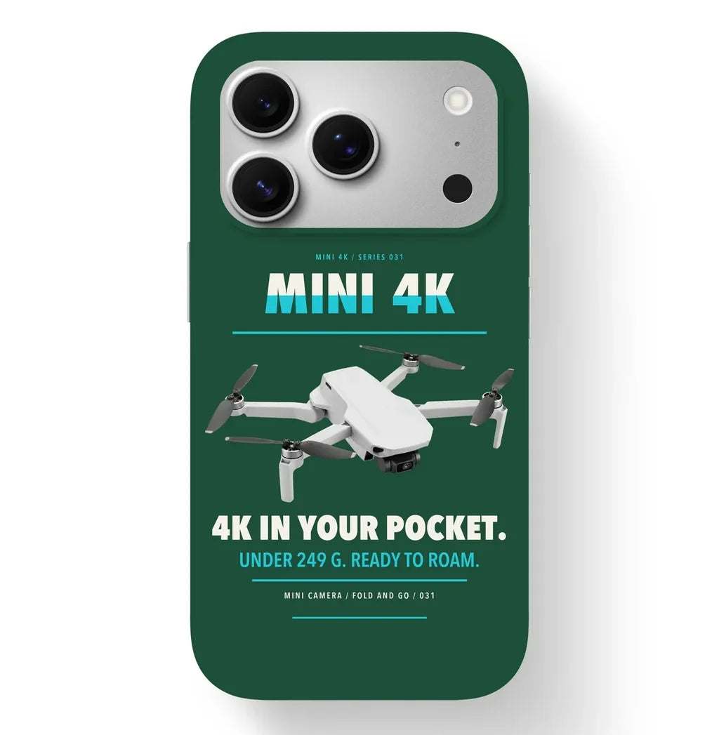 DJI Mini 4K Case design on dark green iphone case