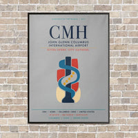 Thumbnail for John Glenn Columbus International Airport CMH vertical canvas print - framed - light gray background