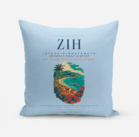 Thumbnail for Ixtapa-Zihuatanejo International Airport (ZIH) design on light blue pillow