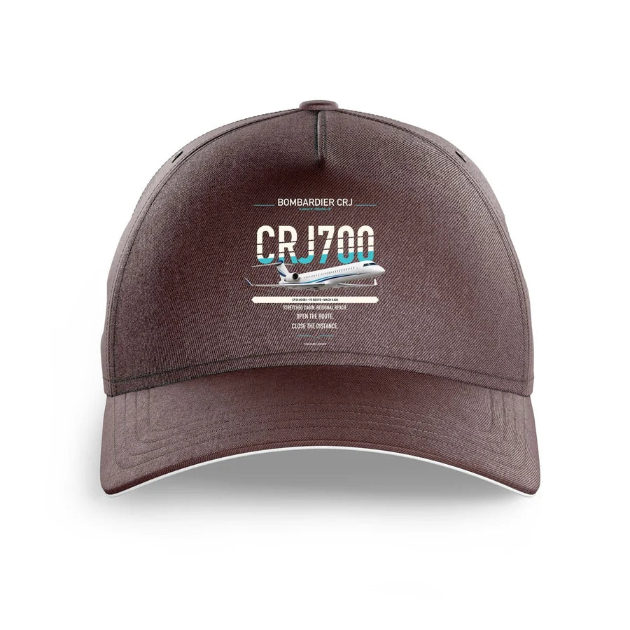 Bombardier CRJ700 design on brown printed hat