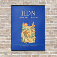Thumbnail for Yampa Valley Airport HDN vertical canvas print - framed - blue background