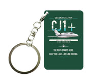 Thumbnail for Cessna Citation CJ1+ design on dark green designed key chain, double-side print