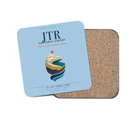 Thumbnail for Santorini Airport (JTR) design on light blue 1 piece coaster