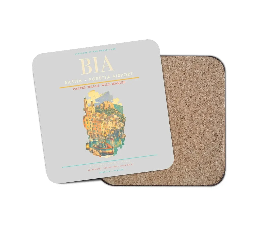 Bastia  Poretta Airport BIA Coaster 1-Piece - Light Gray