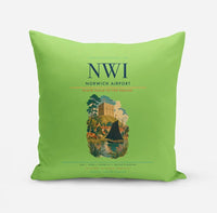 Thumbnail for Norwich Airport (NWI) design on light green pillow