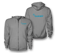 Thumbnail for Luxair logo on gray zipped hoodie