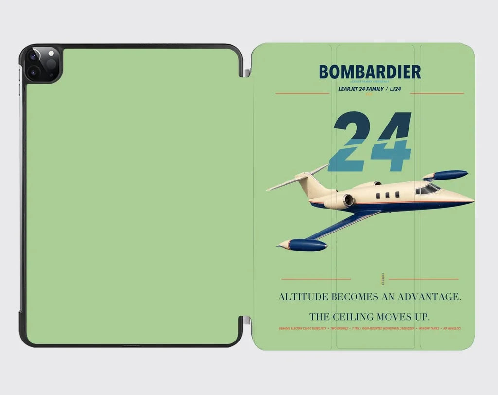 Bombardier Learjet 24 design on light green ipad tablet case