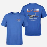 Thumbnail for EC-130H Compass Call design on blue double-side t-shirt, double-side print