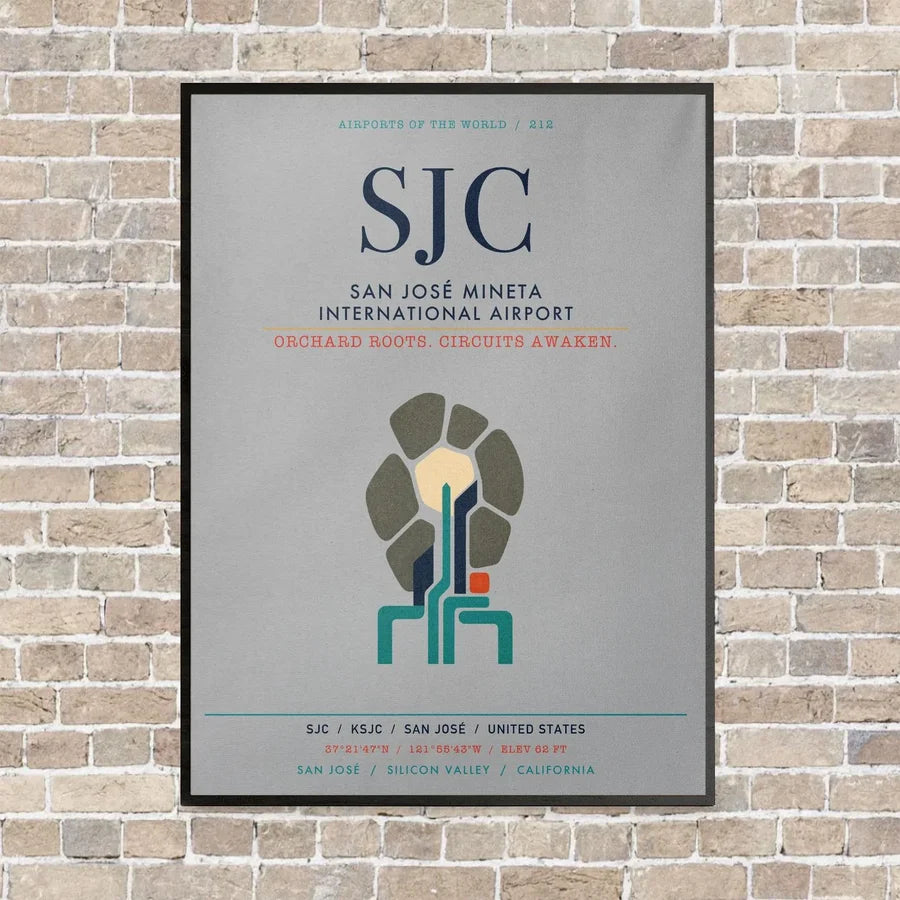 San José Mineta International Airport SJC vertical canvas print - framed - light gray background