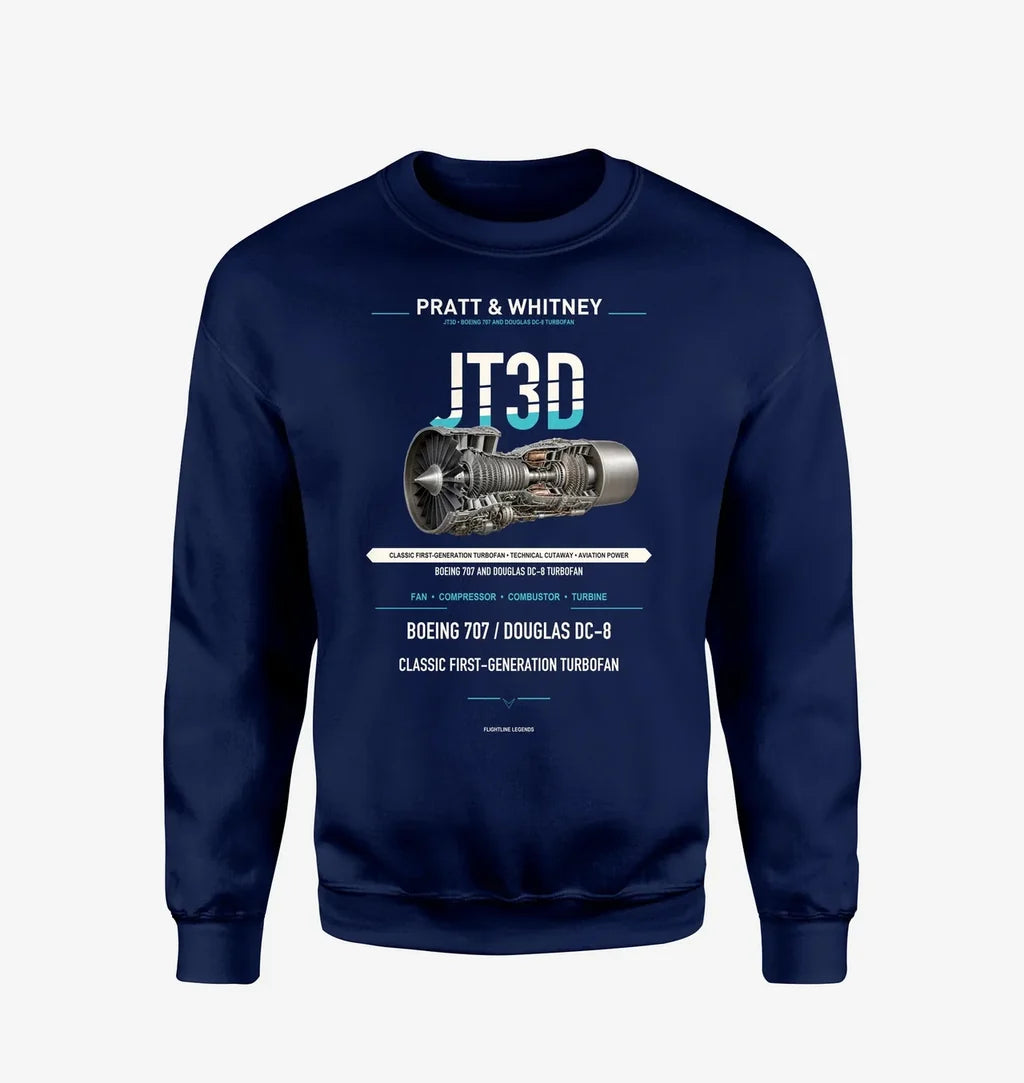 JT3D design on navy blue sweatshirt