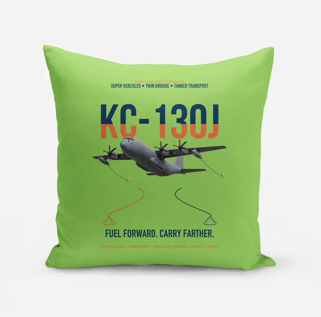 KC-130J SUPER HERCULES design on light green pillow