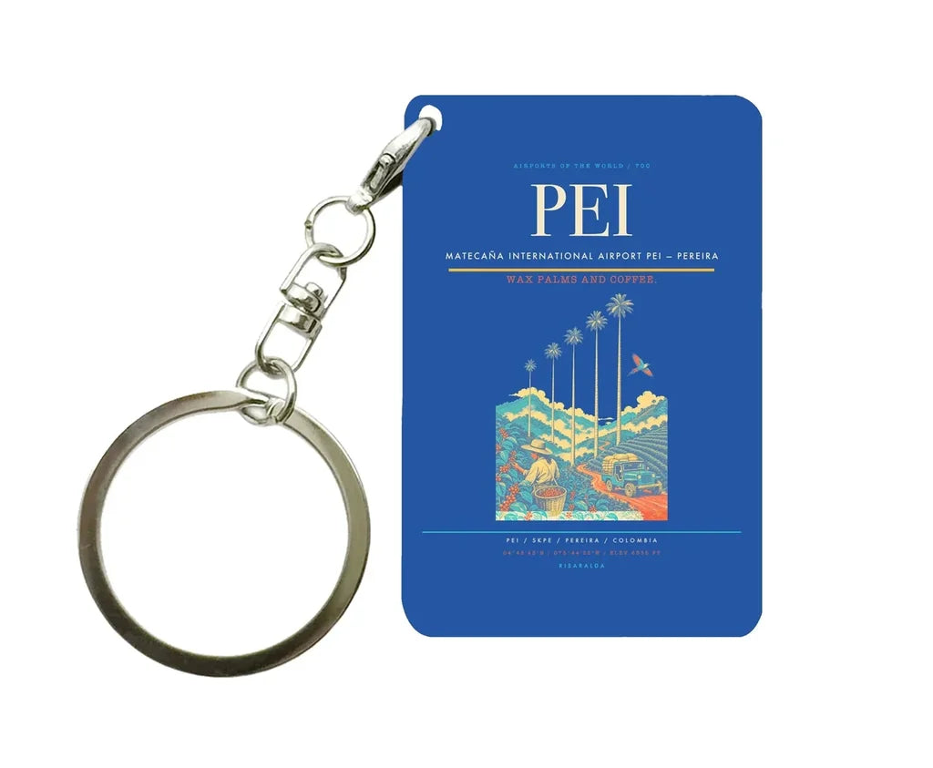 Matecaña International Airport (PEI) design on blue key chain