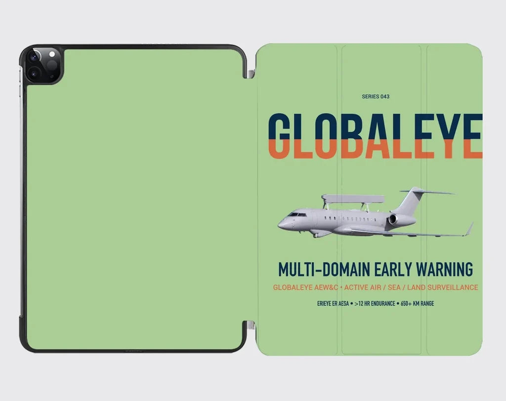 Saab GlobalEye design on light green ipad tablet case