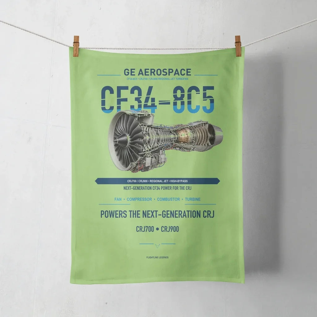 CF34-8C5 design on light green towel